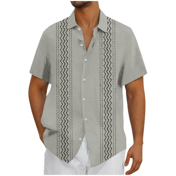 Stamzod Hawaiian Shirt for Men Summer Printing Short Sleeve Button Down Shirts Casual Loose Beach Vacation Clothes for Women Gray A L