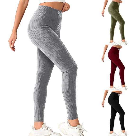 Stamzod High Waisted Leggings for Women Knit Ribbed Butt Lifting Leggings Fall Winter Stretchy Workout Yoga Pants