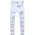 thumbnail image 1 of Stamzod Jeans for Men Men's Pants Hip Hop Slim Casual Stretch Distressed Destroyed Straight Harajuku Men's Jeans, 1 of 7