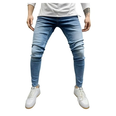 Stamzod Jeans For Men Slim Fitted Stretch Skinny Wear-Resistanting Tapered Denim Pants Fashion Men's Pants On Clearance