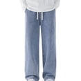 thumbnail image 1 of Stamzod Jeans for Men Fashion Vintage Solid Color Straight Wide Leg Jeans Pants Casual Loose Denim Baggy Sweatpants for Men with Pocket Light Blue S, 1 of 5