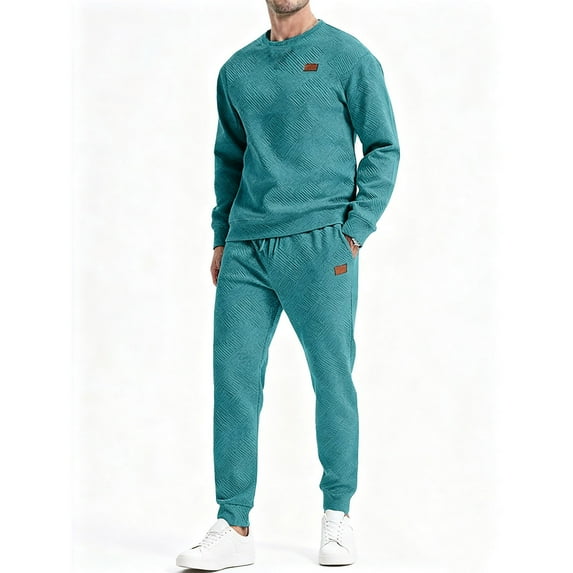 Stamzod Jogging Suits for Men Long Sleeve Pullover Crewneck Sweatshirt Jogging Pants Men Fall Fashion Track Suit with Pocket Sky Blue H S