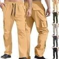 thumbnail image 1 of Stamzod Khaki Pants Mens Solid Color Elastic Waist Work Pants with Pocket Casual Drawstring Cargo Pants for Men Gray-4 M, 1 of 5