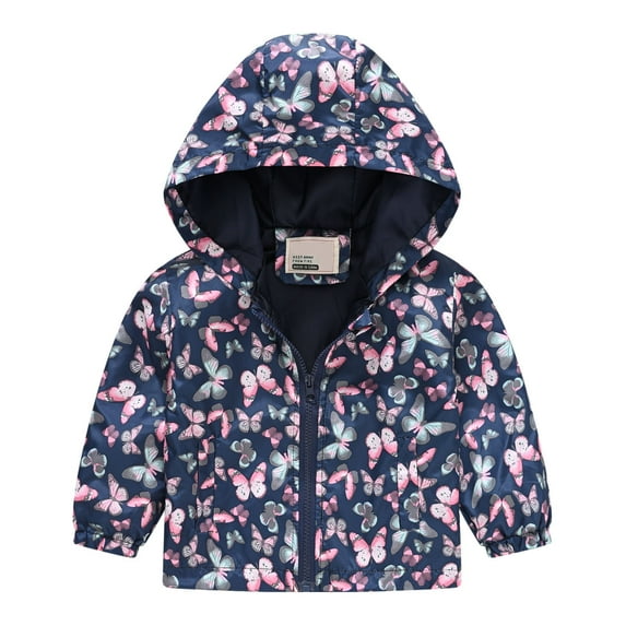 Stamzod Kids Boys Girls Coats Winter Warm Jacket Lightweight Hoodie Fashion Cute Cartoons Flowers Print Long Sleeve Children's Outerwear with Zipper 2-8Years