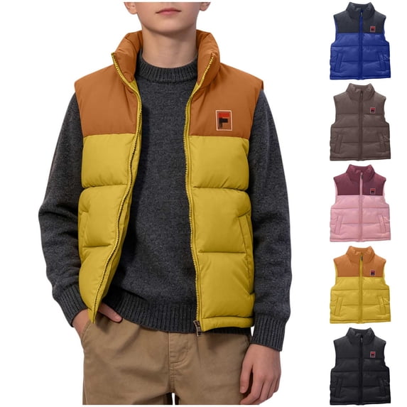 Stamzod Kids Clothes Boys Puffer Vest Zip Up Sleeveless Warm Quilted Jacket Outerwear Winter Coat for Boys Girls Black 9-10Years