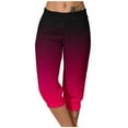 thumbnail image 1 of Stamzod Ladies Capri Pants Fashion Gradient Printing Summer Stretch Waist Crop Pants Casual Breathable Plus Size Capris for Women with Pocket Hot Pink XXL, 1 of 7