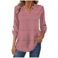 thumbnail image 1 of Stamzod Ladies Tops and Blouses Fashion Stripd V-Neck Business Casual Tops for Women Fashion Clothing Hot Pink M, 1 of 7