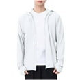 thumbnail image 1 of Stamzod Lightweight Hoodie Men Fishing Shirt Jacket Summer Solid Color Long Sleeve Zip Up Sun Hoodie for Outdoor Hiking Running Casual Loose Pus Size Rash Guard for Men Gray XL, 1 of 5