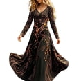 thumbnail image 1 of Stamzod Long Dresses for Women Halloween Printed V Neck A Line Party Wedding Dress Plus Size Fashion Fall Dresses, 1 of 4