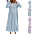 thumbnail image 1 of Stamzod Long Nightgowns for Women Loose Casual Cute Long Sleeve House Dress Lace Collared Fall Winter Night Gown M, 1 of 8