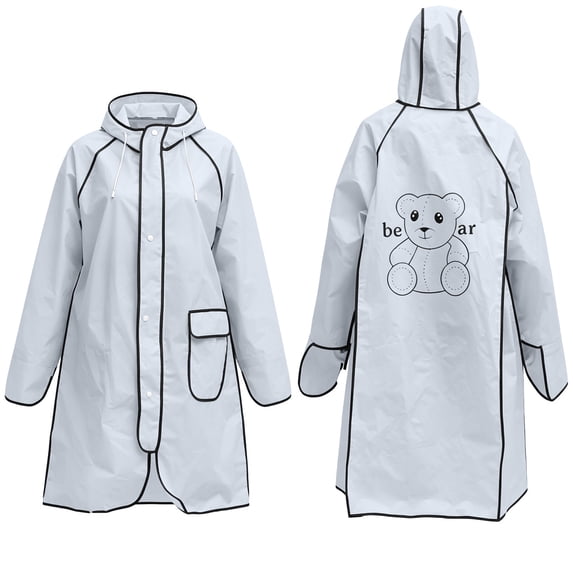 Stamzod Long Rain Coats for Women Eva Waterproof Hooded Rain Coat Jacket with Pockets for Cycling Outdoor Rainwear White XL
