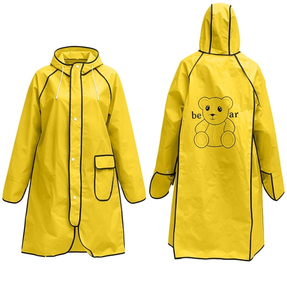 Stamzod Long Rain Coats for Women Eva Waterproof Hooded Rain Coat Jacket with Pockets for Cycling Outdoor Rainwear Yellow XXL