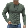 thumbnail image 1 of Stamzod Long Sleeve Gym Shirts Men Solid Color Pullover Basic Tee Tops Casual Crewneck Oversized Tshirts for Men Army Green XXL, 1 of 6