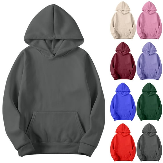 Stamzod Long Sleeve Hooded Sweatshirt Men Solid Color Pullover Hoodies with Pocket Casual Oversized Athletic Hoodie for Men Blue C M