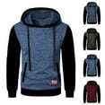 thumbnail image 1 of Stamzod Long Sleeve Hoodie for Men Fashion Patchwork Hooded Sweatshirt with Pocket Casual Oversized Pullover Hoodies Wine D L, 1 of 5