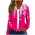thumbnail image 1 of Stamzod Long Sleeve Hoodies for Women Fall Floral Cropped Zip Up Hoodie Women Business Casual Work Sweatshirt for Women Hot Pink XXL, 1 of 4