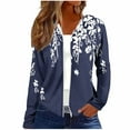 thumbnail image 1 of Stamzod Long Sleeve Hoodies for Women Fall Floral Cropped Zip Up Hoodie Women Business Casual Work Sweatshirt for Women Navy XXL, 1 of 4
