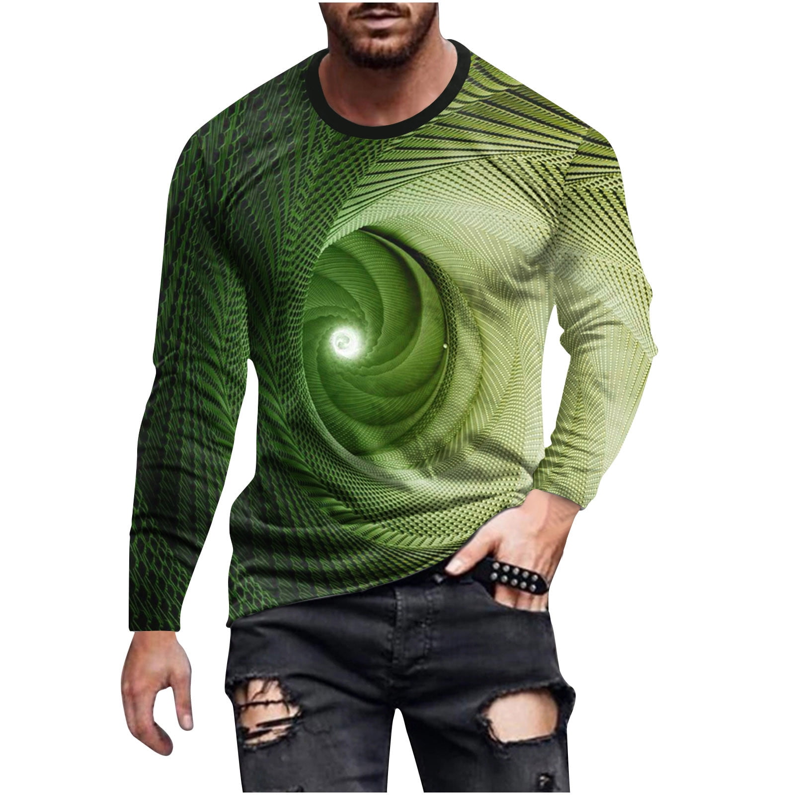 Stamzod Vintage Long Sleeve Shirt For Men Clearance 3D Line