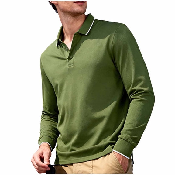 Stamzod Long Sleeve Shirts for Men Solid Color Button Pullover Tops Loose Casual Oversized Shirt for Men Army Green S