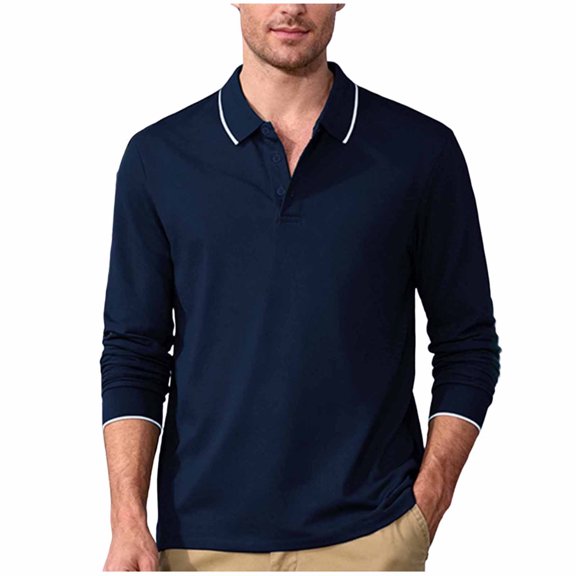 Stamzod Long Sleeve Shirts for Men Solid Color Button Pullover Tops Loose Casual Oversized Shirt for Men Navy L