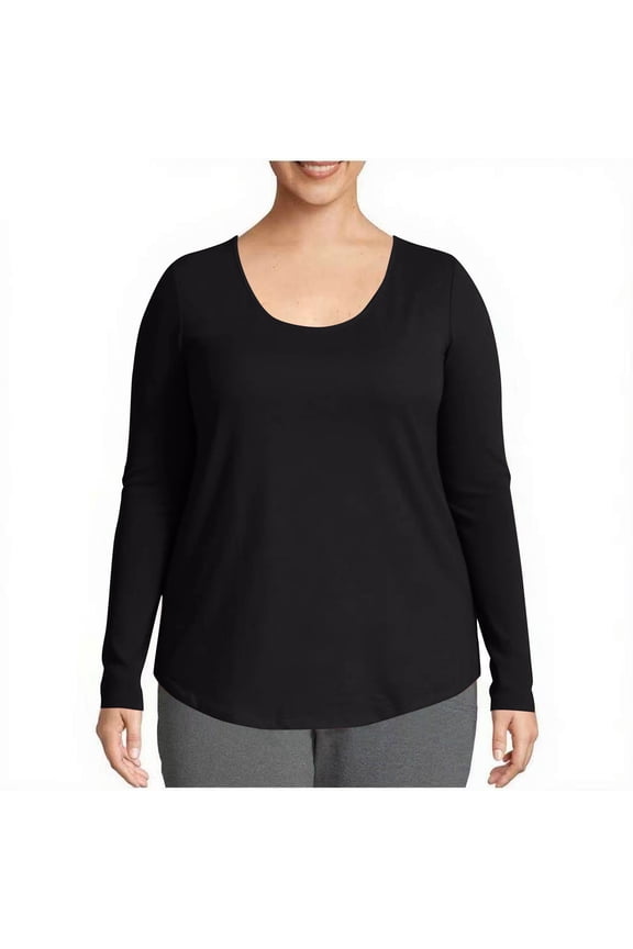 Long Sleeve Shirts for Women Fashion Solid Color Crewneck Basic Tee Tops Casul Loose Plus Size Spring Clothes for Women Black XXL