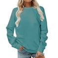 thumbnail image 1 of Stamzod Long Sleeve T Shirts for Women Fashion Solid Color Crewneck Pullover Tops Loungewear Casual Loose Plus Size Womens Clothing Blue B XXL, 1 of 4