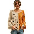 thumbnail image 1 of Stamzod Long Sleeve Tops for Women Trendy Fashion Patchwork Printed Halloween Shirt Loose Casual Fall Blouses, 1 of 5