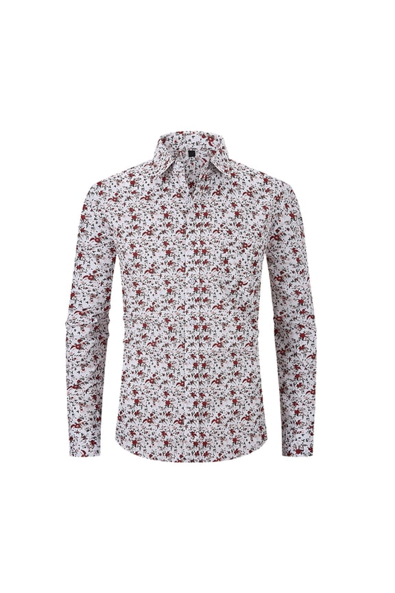 Long Sleeve Work Shirts for Men 2025 Trendy Fashion Printed Business Casual Shirt Wrinkle-Free Dressy Button Down Shirt Men Officewear Hot Pink-4 M