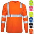 thumbnail image 1 of Stamzod Long Sleeve Work Shirts for Men Solid Color Round Neck Shirt with Reflective Workwear Casual Oversized Tshirts for Men Hot Pink D M, 1 of 5