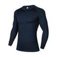 thumbnail image 1 of Stamzod Long Sleeve Workout Shirts for Men Solid Color Round Neck Stretch Warm Gym Shirts Men Casual Oversized Shirt Navy-4 XXL, 1 of 4