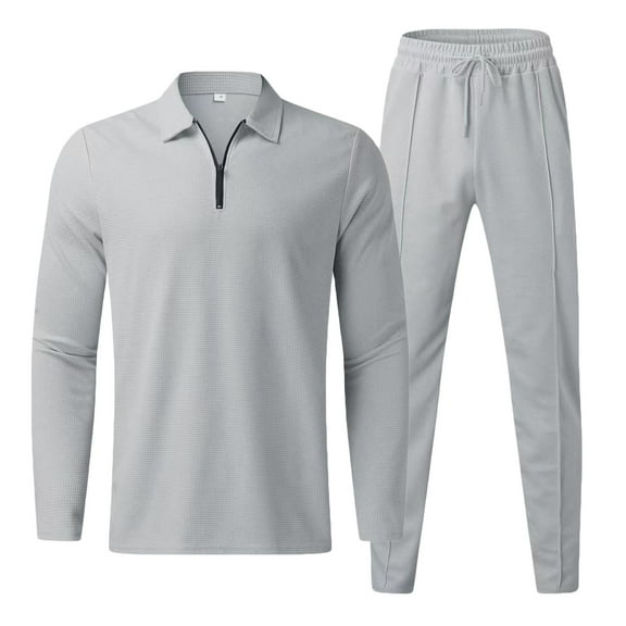 Stamzod Lounge Sets for Men Long Sleeve Shirts Tops Pants Athletic Set 2 Piece Track Suits Jogging Warm Up Zip Running Sweatsuits Sets