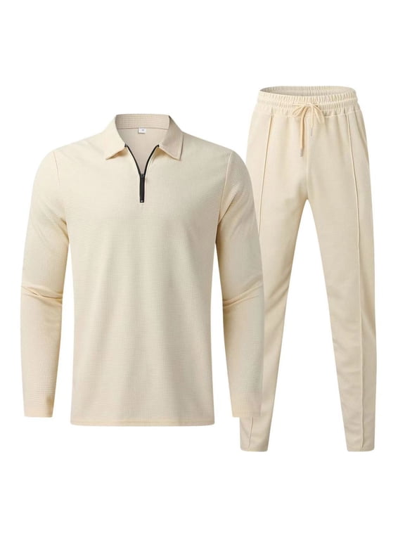 Lounge Sets for Men Long Sleeve Shirts Tops Pants Athletic Set 2 Piece Track Suits Jogging Warm Up Zip Running Sweatsuits Sets