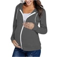 thumbnail image 1 of Stamzod Maternity Clothes Fall Long Sleeve Zip Up Hoodies Solid Color Pregnant Sweatshirt with Hood Casual Maternity Coat for Women Dark Gray L, 1 of 9