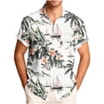 thumbnail image 1 of Stamzod Men Casual Fashion Turndown Collar Printing Short Sleeve Button Shirt Blouse Gray M, 1 of 6
