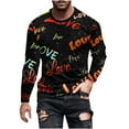 thumbnail image 1 of Stamzod Men Clothes Clearance Men's Clothing Shirts Long Sleeve Casual Love Letter Print Shirts Basic Tees Men's T Shirts Tops, 1 of 5