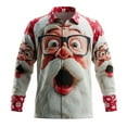 thumbnail image 1 of Stamzod Men Dress Shirt Fashion Christmas Printing Turndown Oversized Shirts Casual Long Sleeve Party Shirts for Men Red W XXL, 1 of 3