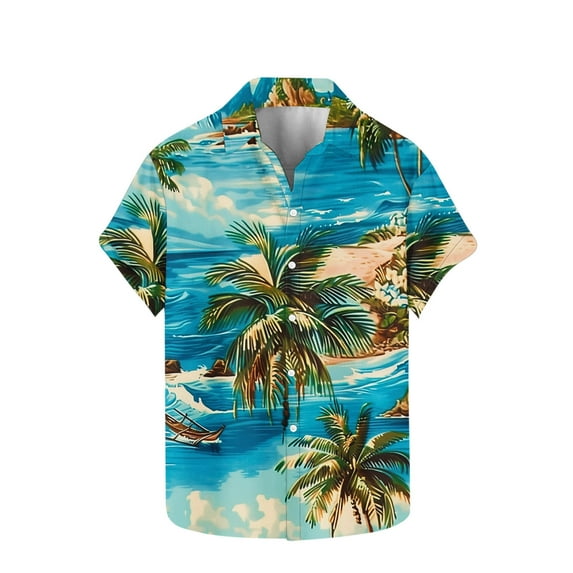 Stamzod Men Hawaiian Tropical Shirt Plus Size Short Sleeve Casual Button down Lapel Summer Mens Beach Shirts
