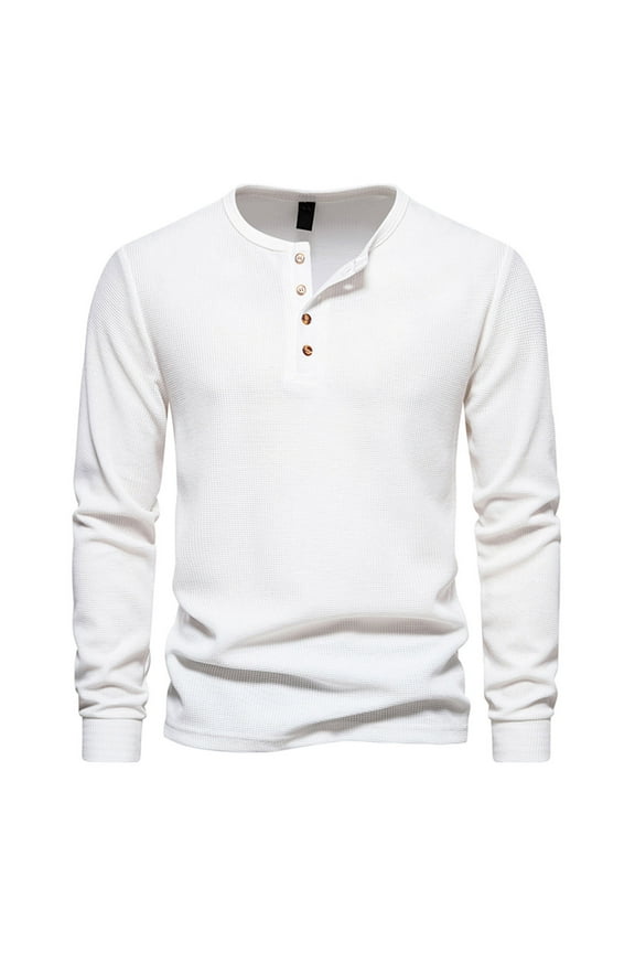 Men's Compression Shirts Long Sleeve Slim Fit Stretch Muscle T-Shirts Button Down Ribbed Casual Workout Tee Shirts