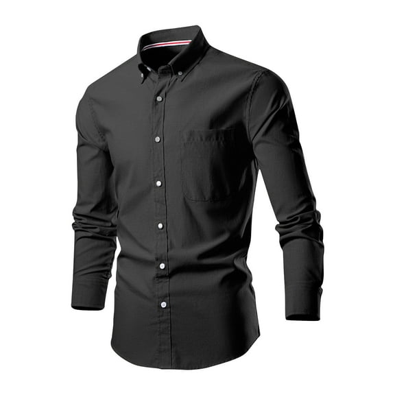 Stamzod Men'S Long Sleeve Shirts Button Down Patchwork Slim Fit Casual Business Shirt With Front Pocket Fall Winter Plus Size Dress Shirt On Sale