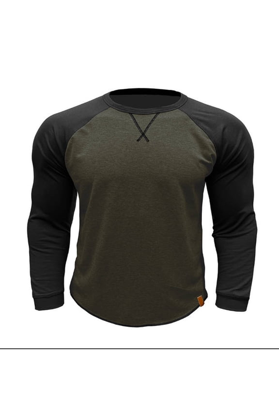 Men's Muscle T-Shirt Slim Fit Stretch Long Sleeve Gym Workout Bodybuilding Training Tee Shirts Vintage Patchwork Compression Shirt Men
