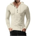 thumbnail image 1 of Stamzod Men's Sweatshirts Long Sleeve Button Down Ribbed Hoodies for Men Slim Fit Drawstring Solid Spring Fall Muscle T Shirt Tops, 1 of 6