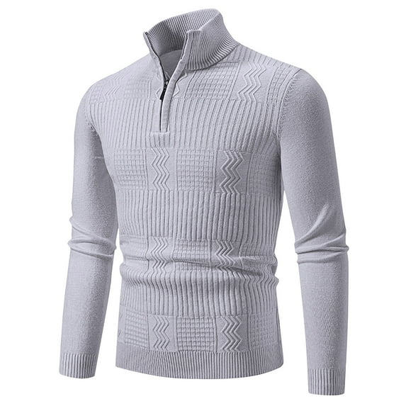 Stamzod Men's Turtleneck Sweater Quarter Zip Slim Fit Casual Pullover Sweatshirts Long Sleeve Fall Winter Warm Up Basic Knitted Sweater