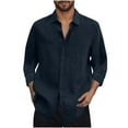 thumbnail image 1 of Stamzod Men Shirts Fashion Solid Color Long Sleeve Classic Button Down Shirt Men Loungewear Casual Loose Spring Fall Shirts for Men Navy XXL, 1 of 5
