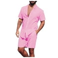 thumbnail image 1 of Stamzod Men Short Sets Outfits 2 Piece Clearance Casual Summer Button Up Short Sleeve Hawaiian Shirt And Shorts Beach Sets Plus Size Lounge Sets, 1 of 4