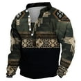 thumbnail image 1 of Stamzod Men Sweatshirt Loose Men's Tactical Outdoor Jacket Clearance Hunting Clothes Patchwork Pullover V neck Tees Tops Spring Autumn Black S, 1 of 2