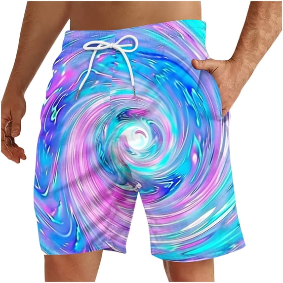 Stamzod Men Swim Trunks Quick Dry Plus Size Swim Shorts with Drawstring Pocket Funny Digital Print Mens Beach Shorts Swimwear