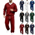 thumbnail image 1 of Stamzod Men's 2 Piece Track Suit Fall Winter V Neck Sweatsuit Sets Casual Loose Long Sleeve Sweatshirt Baggy Sweatpants Outfit Set, 1 of 8