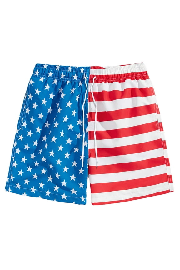 Men's American Flag Swim Trunks 4Th Of July Quick Dry Board Shorts with Mesh Lining Surf Bathing Suits Patriotic Mens Beach Shorts