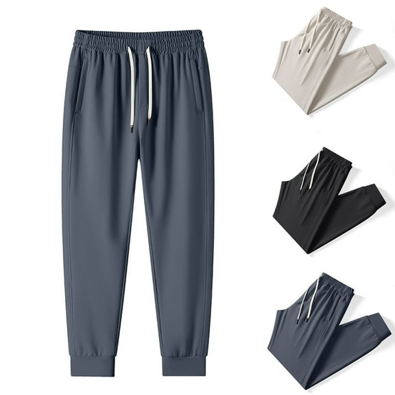 Stamzod Men's Athletic Pants Solid Color Elastic Waist Workout Jogging Pants with Pocket Casual Gym Sweatpants for Men Gray-3 XL