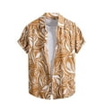 thumbnail image 1 of Stamzod Men's Beach Wear Clothing Fashion Graphic Printing Summer Short Sleeve Button Down Shirt Casual Loose Vacation Shirts for Men Khaki L, 1 of 7